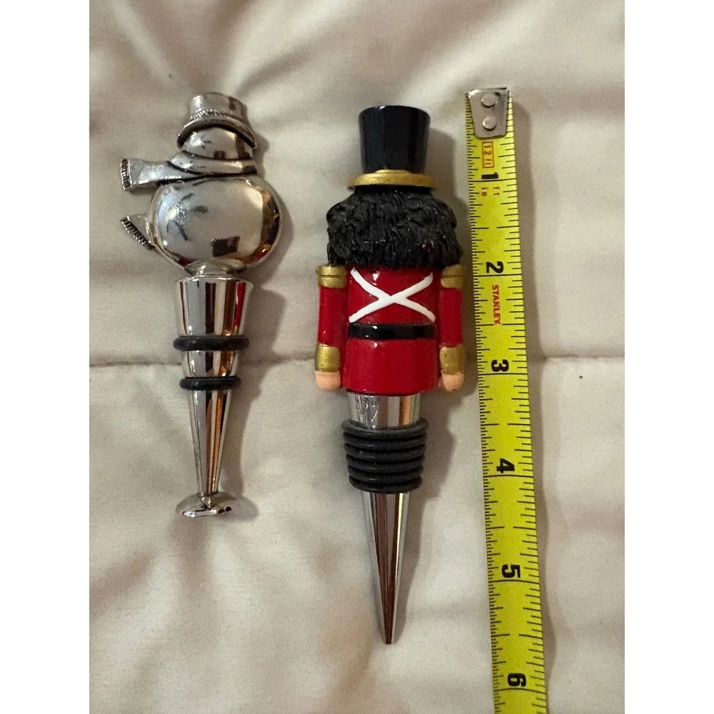 Holiday Wine Bottle Stopper Set 5pc Nutcracker Snowman‎ Pumpkin Leaf Jingle Bell